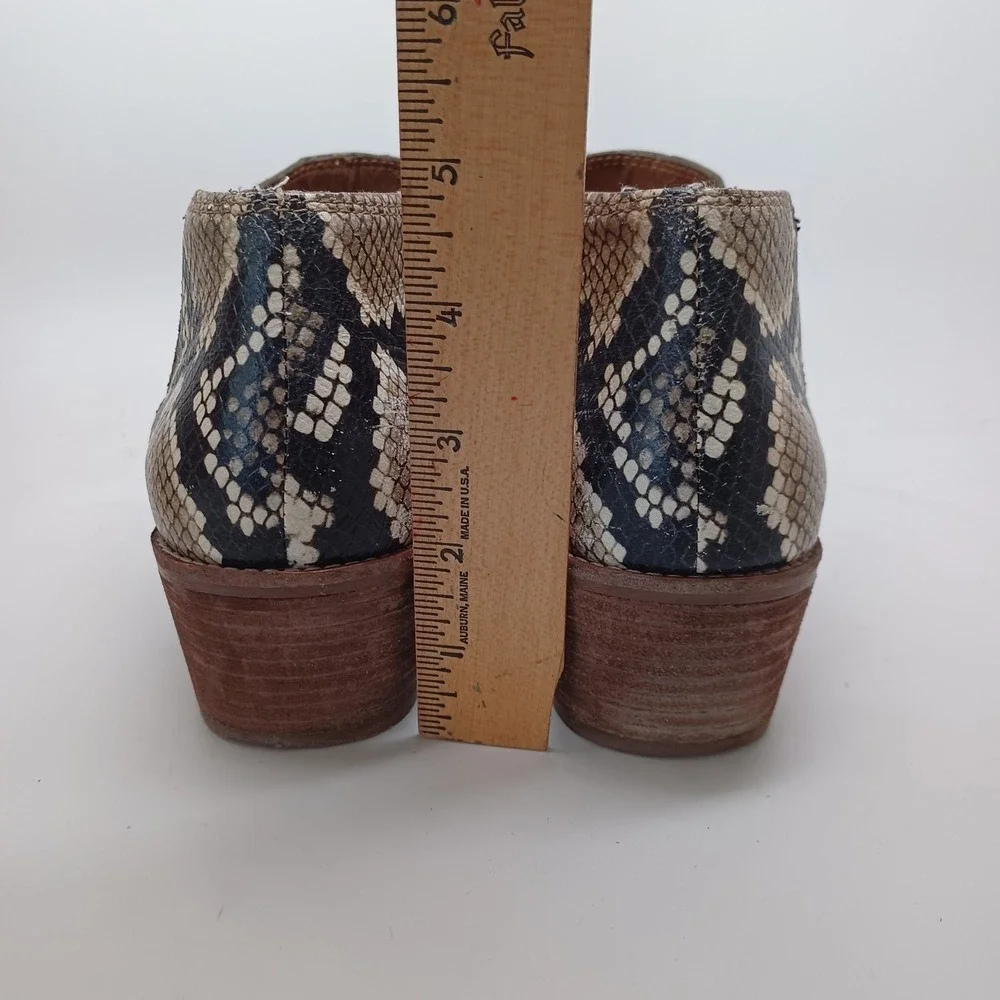 Madewell womens Snakeskin Print Pointed Toe Ankle Boots Brown Tan Block Heel 9.5
